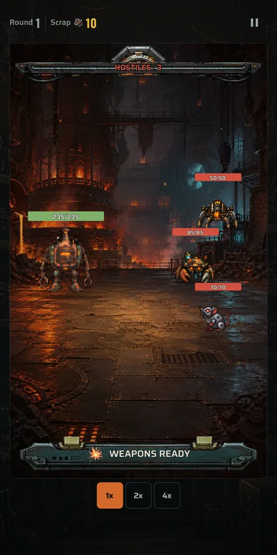 An auto battle in progress
