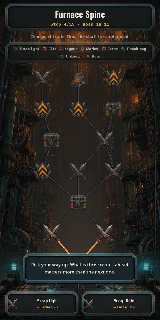 The branching route map through the Furnace Spine
